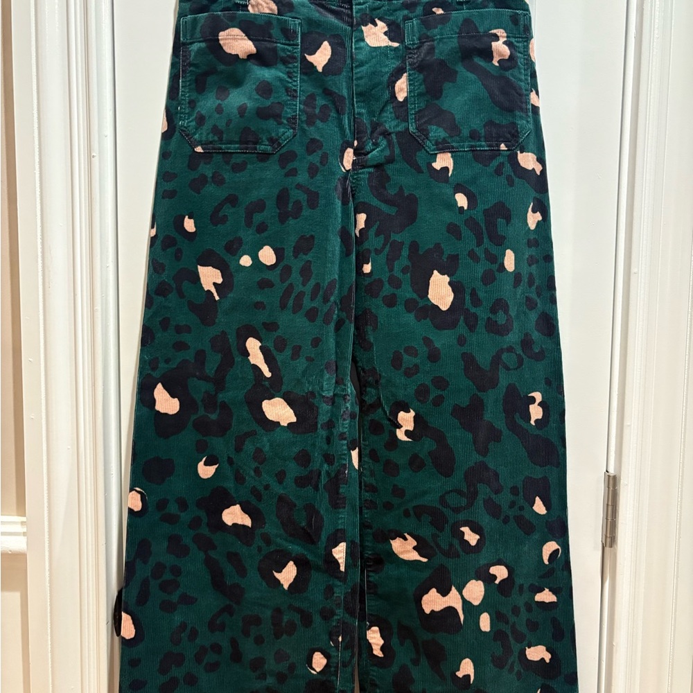 NWT Anthropologie Leopard Print Wide Leg Corduroy Pants
